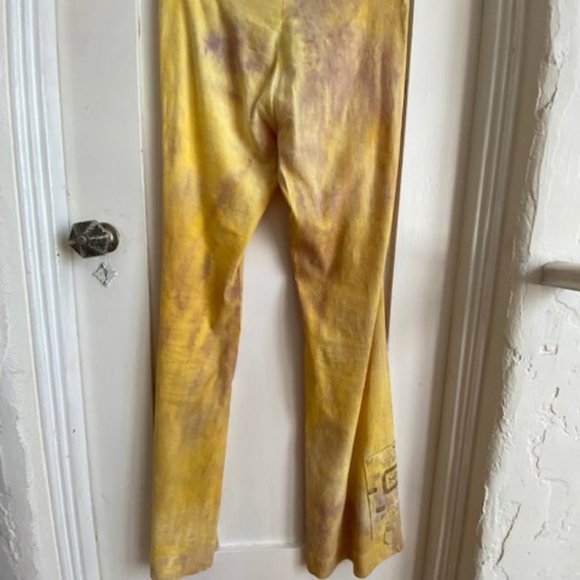 THE PEOPLE OF THE LABYRINTHS Low rise linen yellow and purple tiedye flared pant - Picture 2 of 6